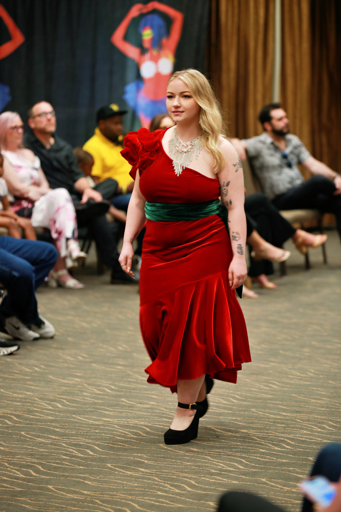 Roses Red Velvet Dress