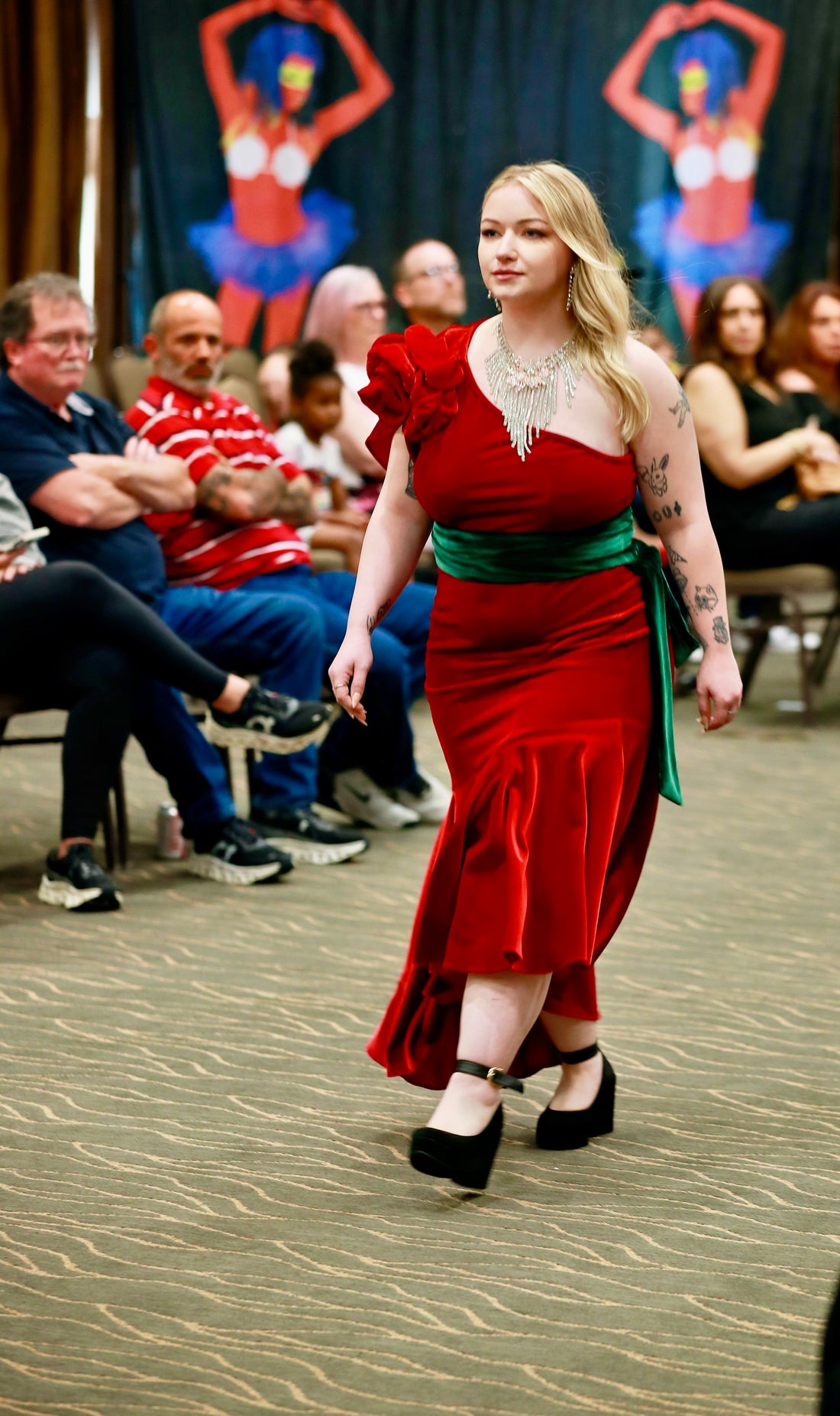 Roses Red Velvet Dress